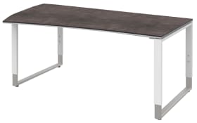Schreibtisch Objekt Plus, weiß/quarzitfarbig, links, Füße weiß/alu, ca. 180 cm