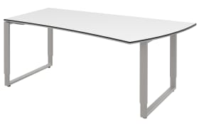 Schreibtisch Objekt Plus, weiß matt, rechts, Füße alu, ca. 180 cm