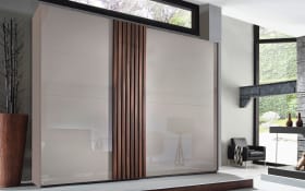 Schwebetürenschrank Tegio, fango/Nussbaum-Nachbildung, 280 x 223 cm
