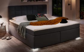 Boxspringbett BX2210 Chilton, grau, 180 x 200 cm, inkl. LED-Fußbeleuchtung