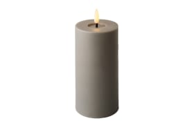 LED Kerze, grau/warmweiß, 17 cm