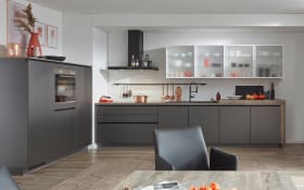 Einbauküche Touch, Lacklaminat schiefergrau supermatt, inklusive Bosch Elektrogeräte