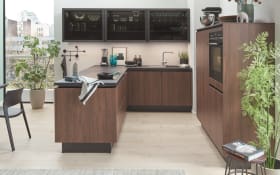 Einbauküche Rosian, Nussbaum Nachbildung, inkl. Miele Elektrogeräte