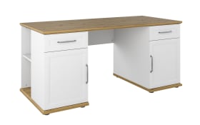 Schreibtisch Kobus  in weiß Matt-Asteiche Nachbildung, 2 Türen