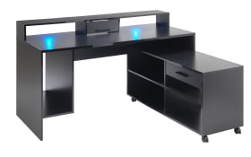 Schreibtisch Highscore 3, schwarz matt, inkl. Beleuchtung 