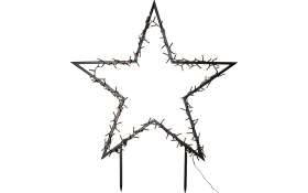 LED-Dekoleuchte Spiky Stern mit Erdspieß in schwarz, 90 cm
