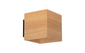Wandleuchte Block Wood in Eiche geölt/schwarz, 11 x 11 cm