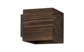 Wandleuchte Block Wood in Kiefer walnussfarbig/schwarz, 11 x 11 cm
