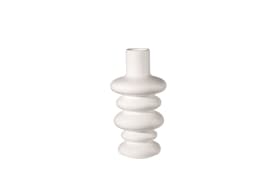 Vase Como aus Steingut in weiß, 18 cm