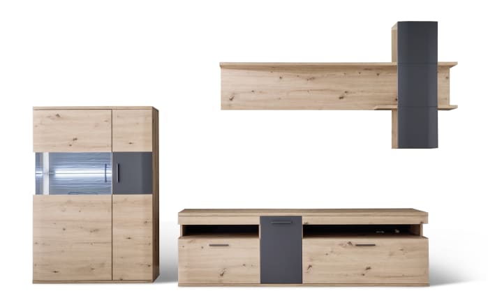 Wohnwand Cortona In Balkeneiche Optik Anthrazit Online Bei Hardeck